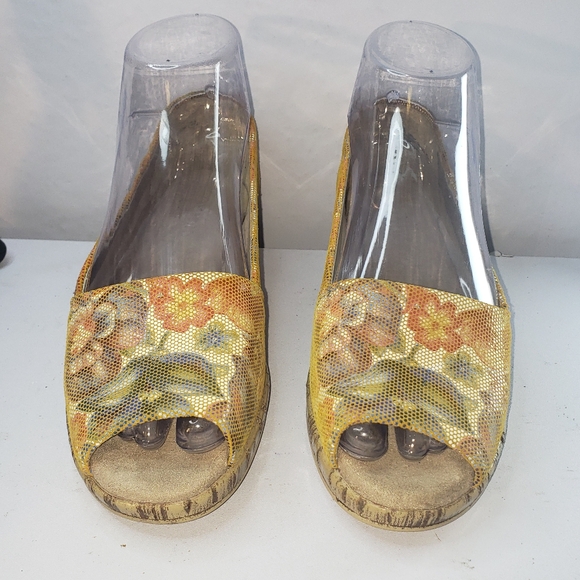 AEROSOLES * Peep Toe ShoesWedge Multi Floral Spring Break Leather Upper SZ 6M - Picture 2 of 11